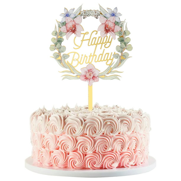 Happy Birthday Acrylic Gold Cake topper Birthday Cake Decoration